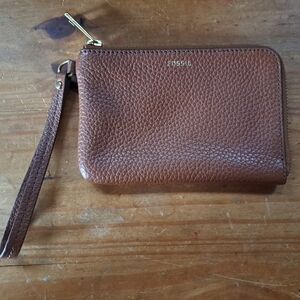 Fossil Wristlet Wallet, Wrist Strap, Purse, Key a Card Holder, Pebbled Leather